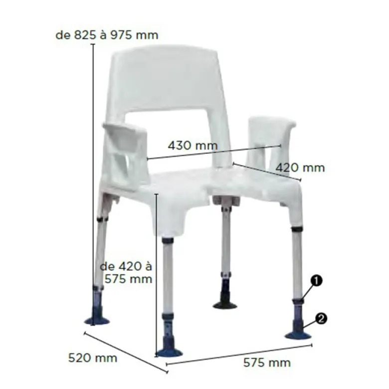 Chaise de douche modulaire Aquatec Pico Invacare
