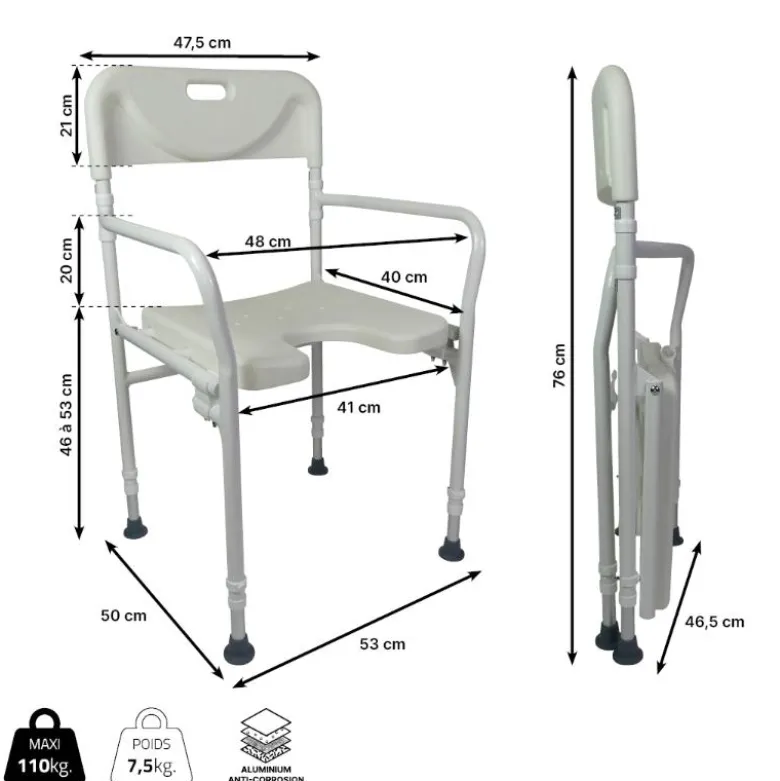 Chaise de douche pliable Tobago