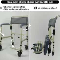 Fauteuil de toilettes mobile pliante Sardaigne beige