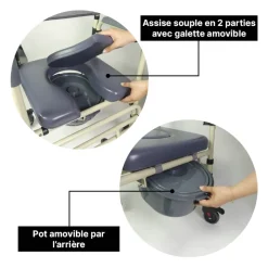 Fauteuil de toilettes mobile pliante Sardaigne beige