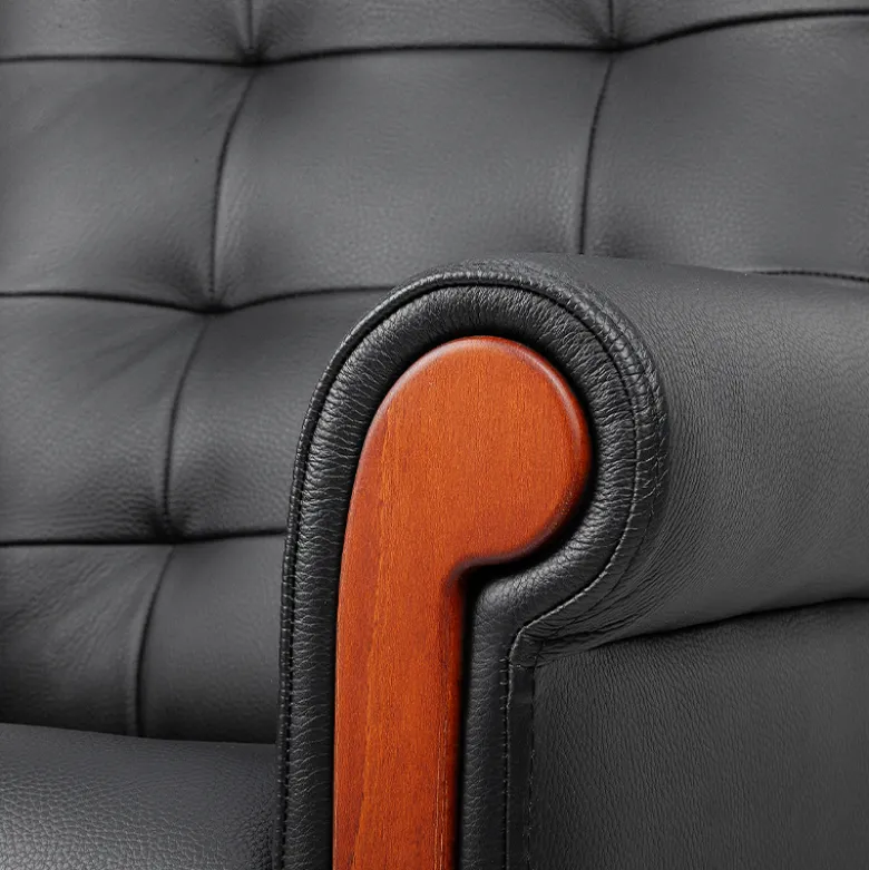 Fauteuil releveur cuir Le Deauville 4 fonctions noir