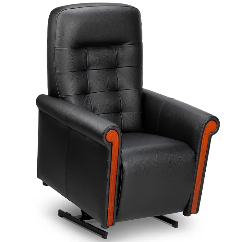 Fauteuil releveur cuir Le Deauville 4 fonctions noir