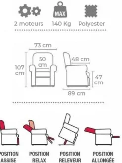 Fauteuil releveur Le Premium Ultra 4 fonctions gris