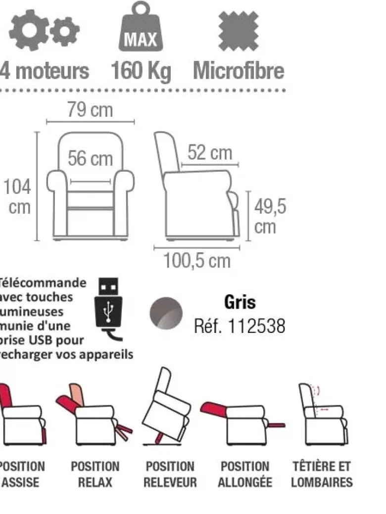 Fauteuil releveur Ultima 5 fonctions