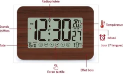 Horloge grands chiffres Wood and Touch