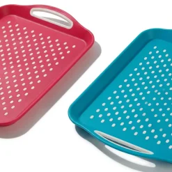 Lot de 2 plateaux antidérapants rose-bleu