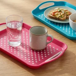 Lot de 2 plateaux antidérapants rose-bleu