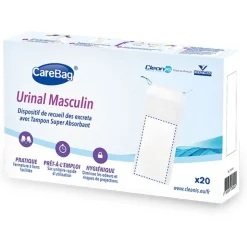 Urinal masculin absorbant jetable CareBag - pack de 20